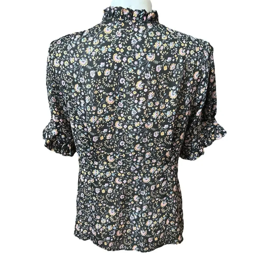 Selkie Black and White Puff Sleeve Blouse - Picture 3 of 7
